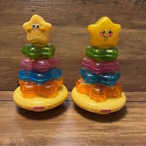 2 Vintage Fisher Price Little Superstar Classical Star Stacker Music Light Works